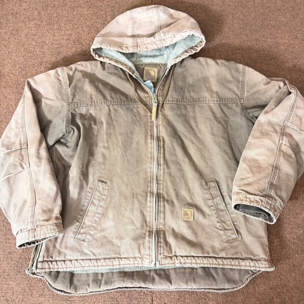 Berne Mens Brown Hooded Sherpa Lined Canvas Work Jacket HJ626BB XL Regular fit